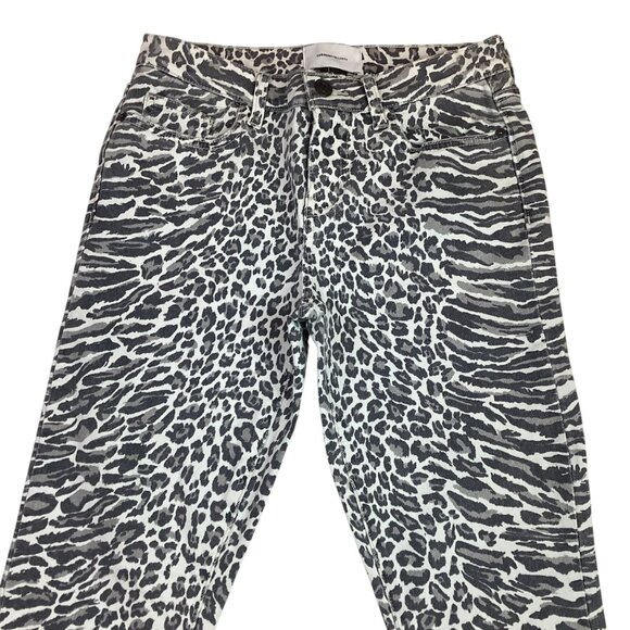 Current/Elliott Leopard Zebra Print Womens 23  Skinny Jeans Distressed Denim - Picture 4 of 11